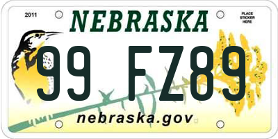 NE license plate 99FZ89