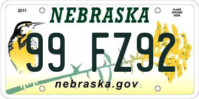 NE license plate 99FZ92