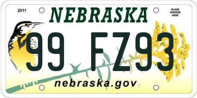 NE license plate 99FZ93