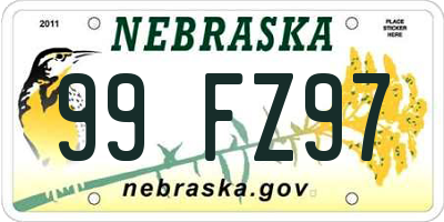 NE license plate 99FZ97