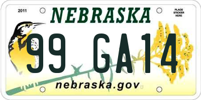 NE license plate 99GA14