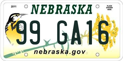 NE license plate 99GA16