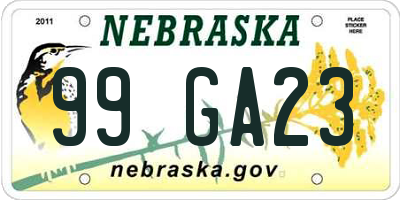 NE license plate 99GA23