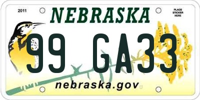 NE license plate 99GA33