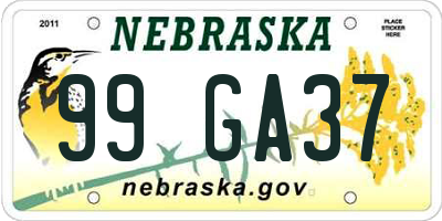 NE license plate 99GA37