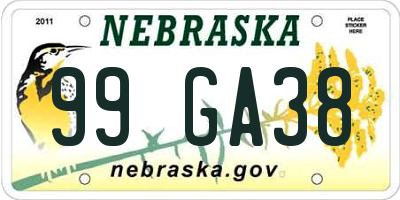 NE license plate 99GA38