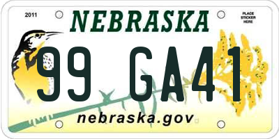 NE license plate 99GA41