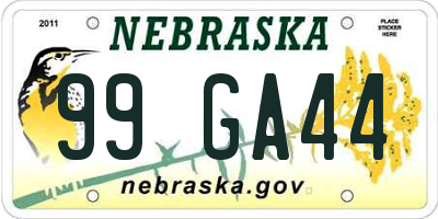 NE license plate 99GA44