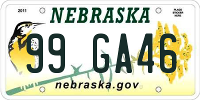 NE license plate 99GA46