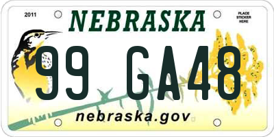 NE license plate 99GA48