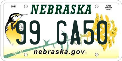 NE license plate 99GA50