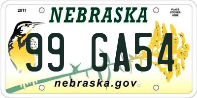 NE license plate 99GA54