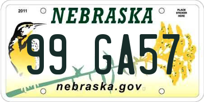 NE license plate 99GA57