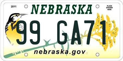 NE license plate 99GA71