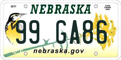 NE license plate 99GA86