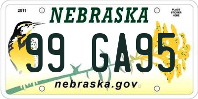 NE license plate 99GA95