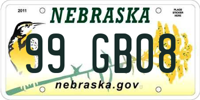 NE license plate 99GB08