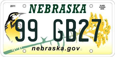 NE license plate 99GB27