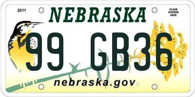 NE license plate 99GB36