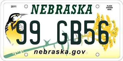 NE license plate 99GB56