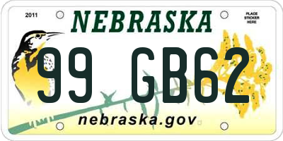 NE license plate 99GB62