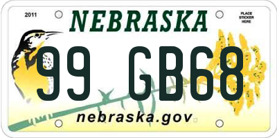 NE license plate 99GB68