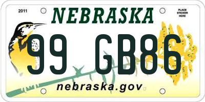 NE license plate 99GB86