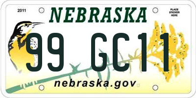 NE license plate 99GC11