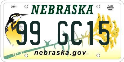 NE license plate 99GC15