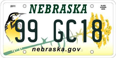 NE license plate 99GC18