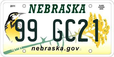 NE license plate 99GC21