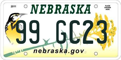 NE license plate 99GC23