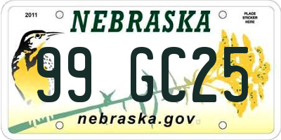 NE license plate 99GC25