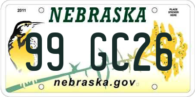 NE license plate 99GC26