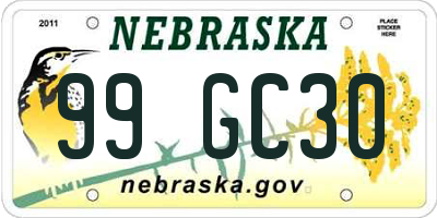 NE license plate 99GC30