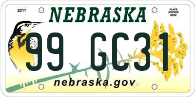 NE license plate 99GC31