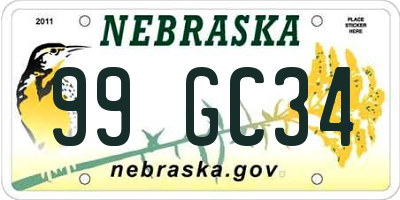 NE license plate 99GC34