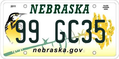 NE license plate 99GC35