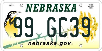 NE license plate 99GC39