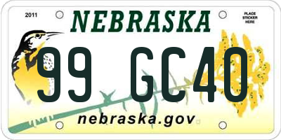 NE license plate 99GC40