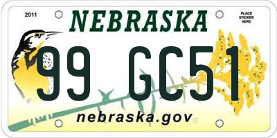 NE license plate 99GC51