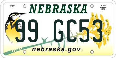 NE license plate 99GC53