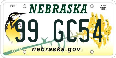 NE license plate 99GC54