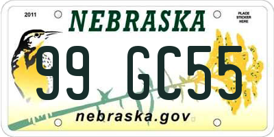 NE license plate 99GC55