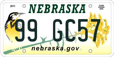 NE license plate 99GC57