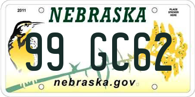 NE license plate 99GC62