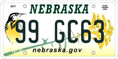 NE license plate 99GC63