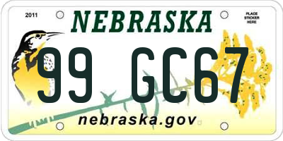 NE license plate 99GC67