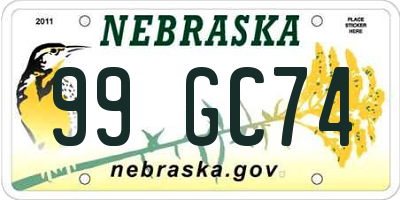 NE license plate 99GC74