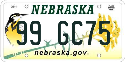 NE license plate 99GC75